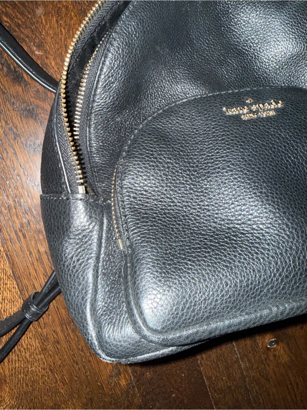 kate spade black pebbled leather mini backpack with gold logo - Picture 4 of 6